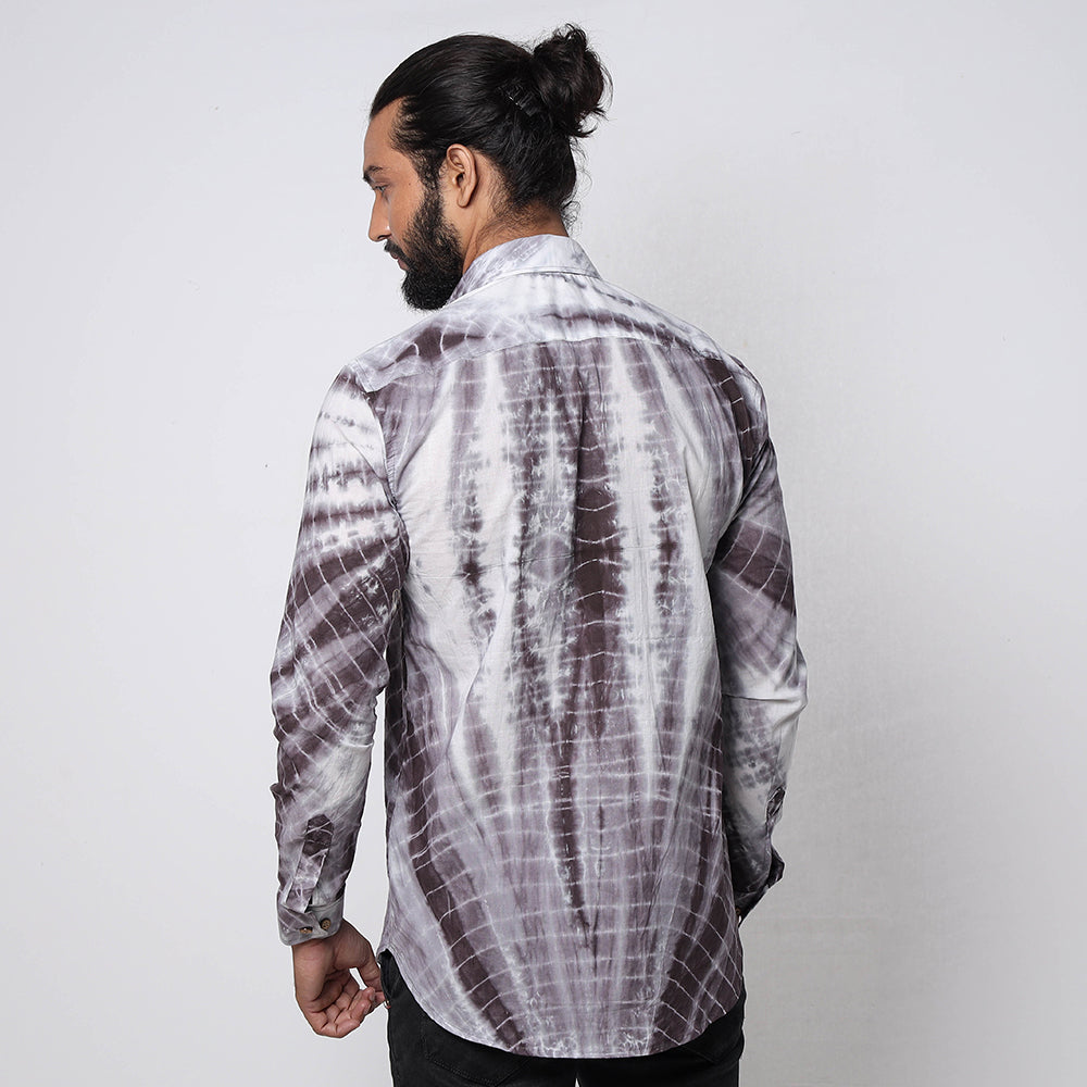  Shibori Tie-Dye Cotton Men Full Sleeve Shirt 