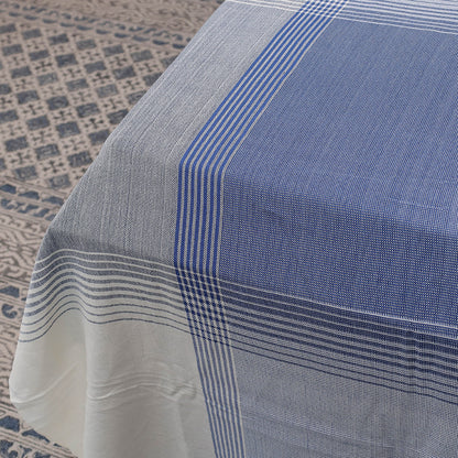 Blue - Kutch Weaving Handloom Cotton Double Bed Cover (107 x 91 in)