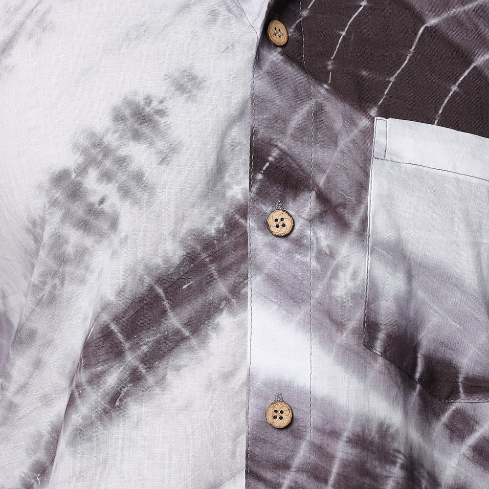  Shibori Tie-Dye Cotton Men Full Sleeve Shirt 