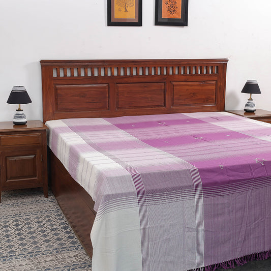 Purple - Kutch Weaving Handloom Cotton Double Bed Cover (107 x 91 in)