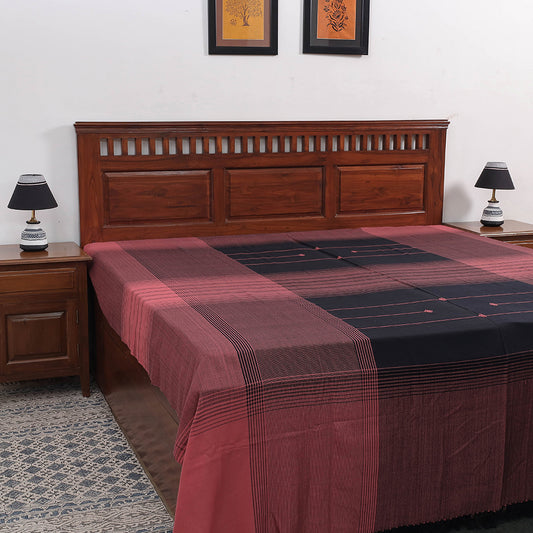 Maroon - Kutch Weaving Handloom Cotton Double Bed Cover (107 x 91 in)
