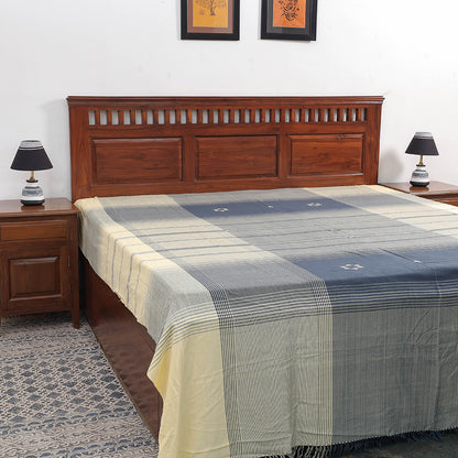 Grey - Kutch Weaving Handloom Cotton Double Bed Cover (107 x 91 in)