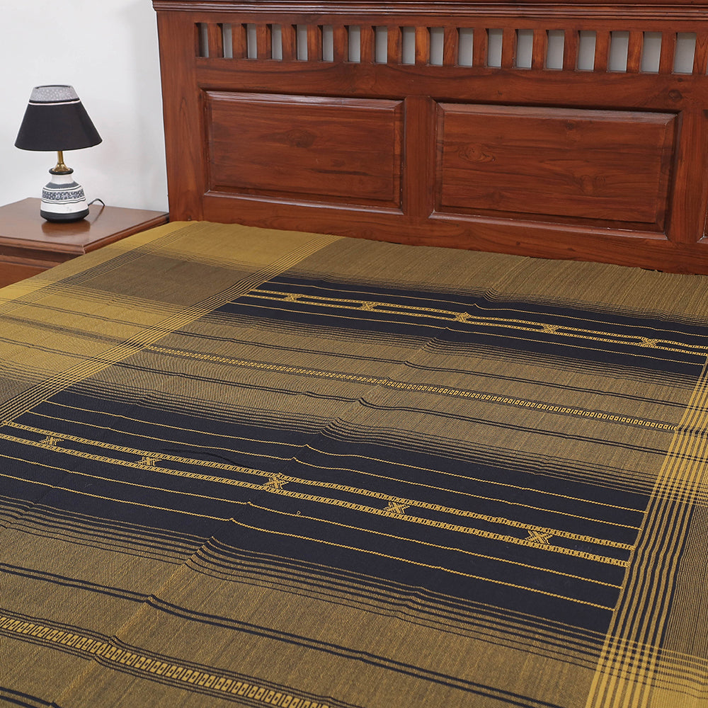 Brown - Kutch Weaving Handloom Cotton Double Bed Cover (107 x 91 in)