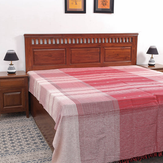Pink - Kutch Weaving Handloom Cotton Double Bed Cover (107 x 91 in)