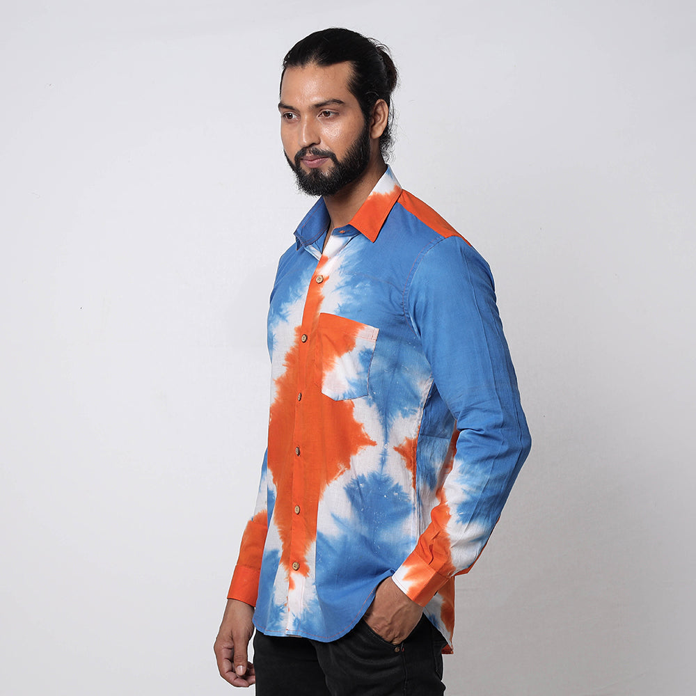 Shibori Tie-Dye Cotton Men Full Sleeve Shirt