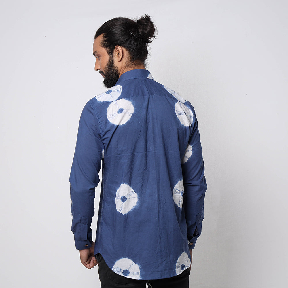  Shibori Tie-Dye Cotton Men Full Sleeve Shirt 
