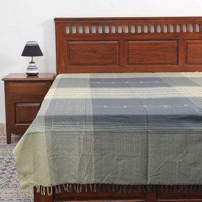 Grey - Kutch Weaving Handloom Cotton Single Bed Cover (91 x 60 in)