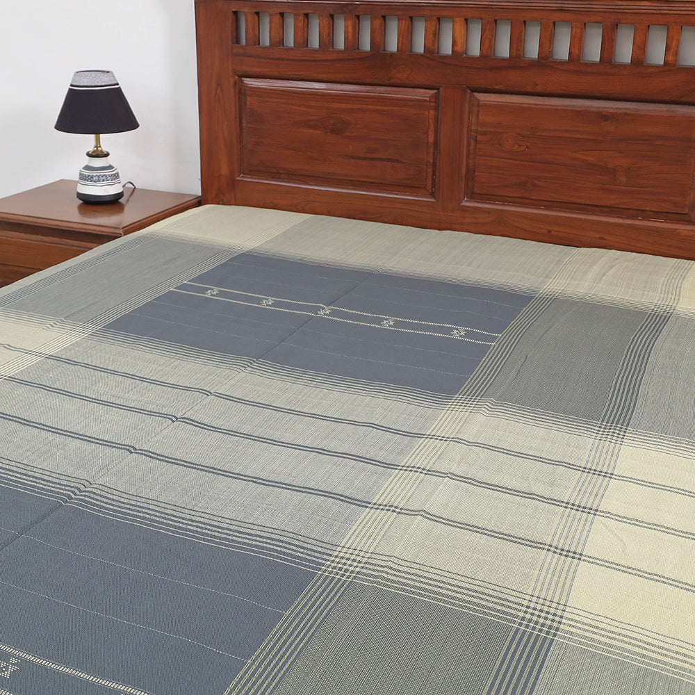 Grey - Kutch Weaving Handloom Cotton Single Bed Cover (91 x 60 in)