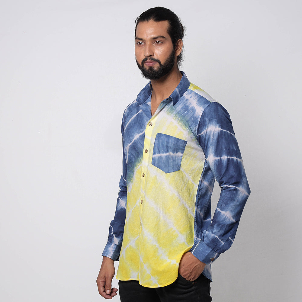 Buy Shibori Tie-Dye Cotton Men Full Sleeve Shirt Online at iTokri.com