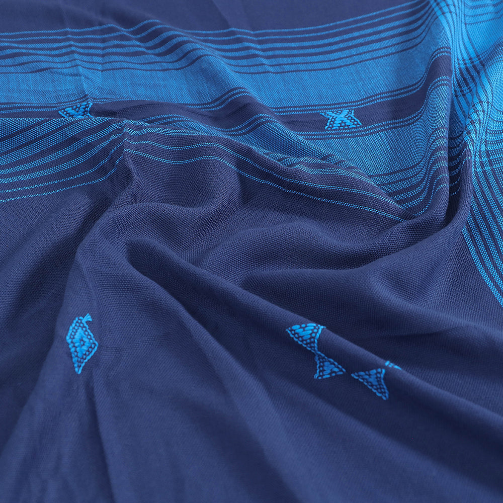 Blue - Kutch Weaving Handloom Cotton Single Bed Cover (91 x 60 in)