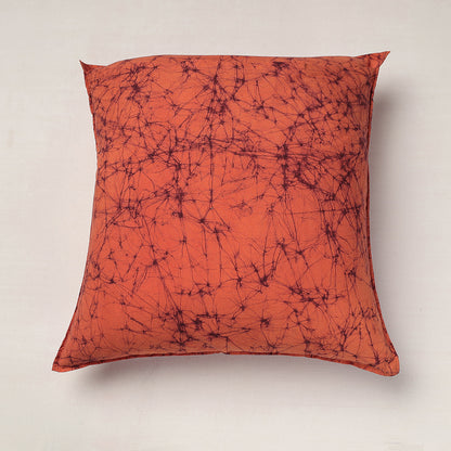Orange - Hand Batik Printed Pure Cotton Cushion Cover (18 x 18 in)