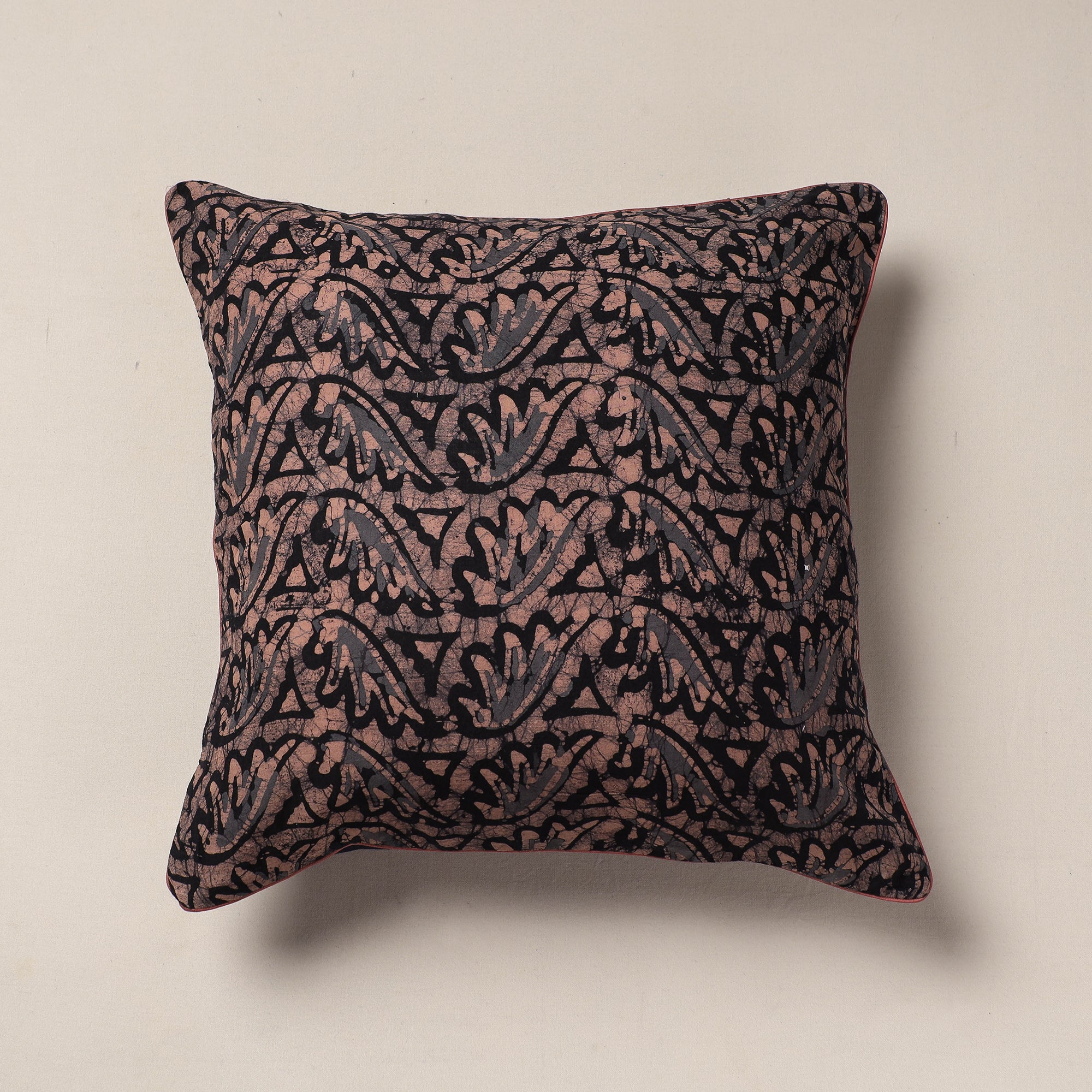 Buy Brown Hand Batik Printed Cotton Cushion Cover