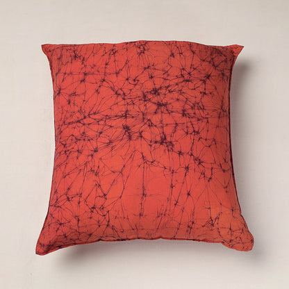 Orange - Hand Batik Printed Pure Cotton Cushion Cover (18 x 18 in)