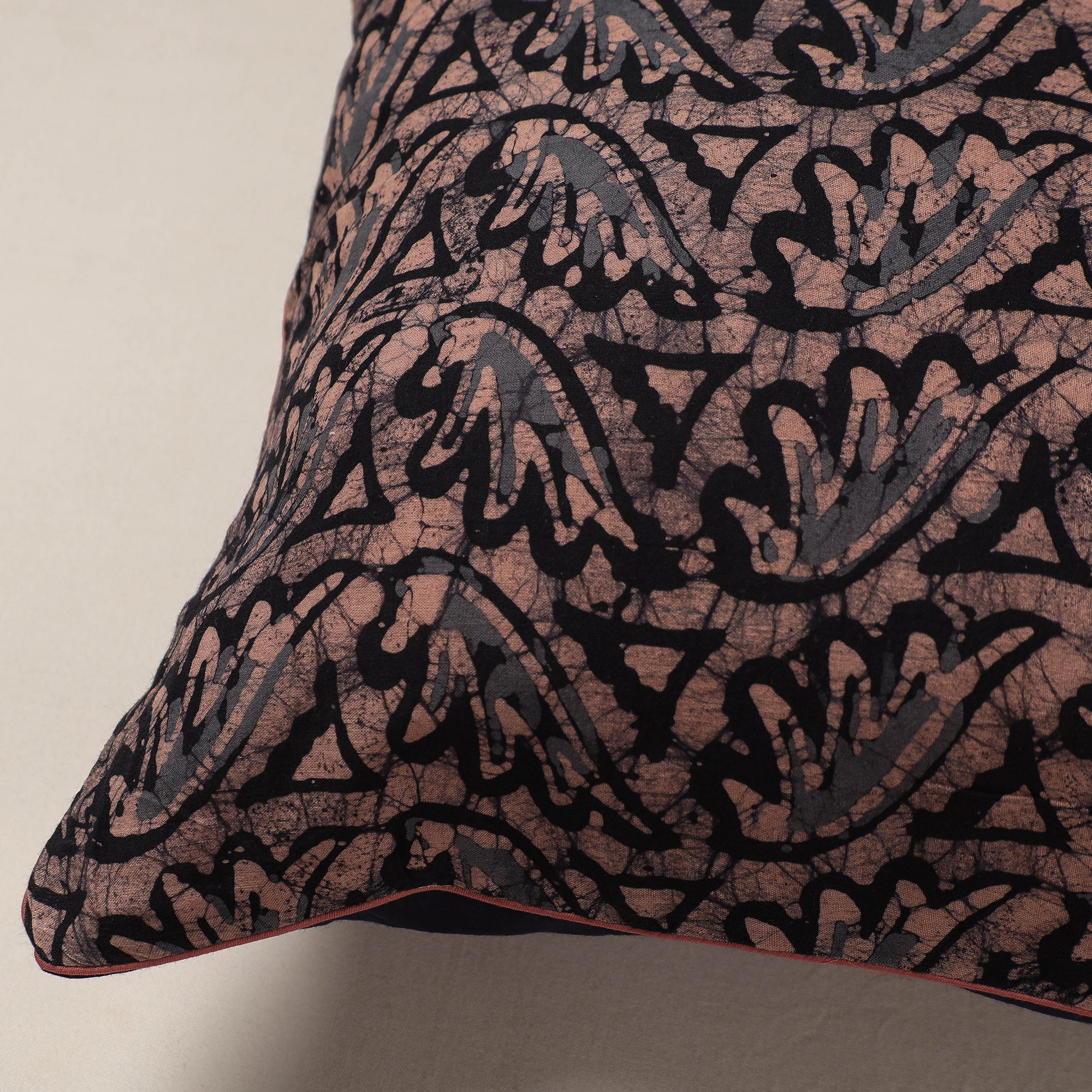 Buy Brown Hand Batik Printed Cotton Cushion Cover