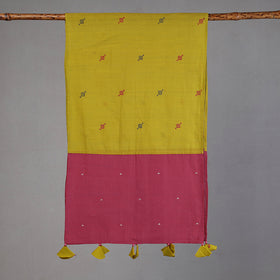  Godavari Jamdani Buti Patchwork Cotton Stole with Tassels 