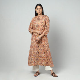  Kalamkari Block Printed Cotton Long Kurta For Women