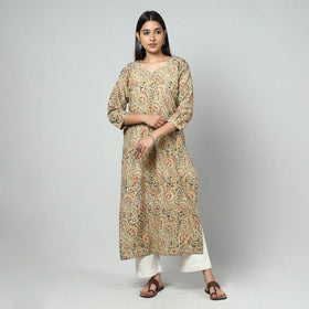  Kalamkari Block Printed Cotton Long Kurta For Women