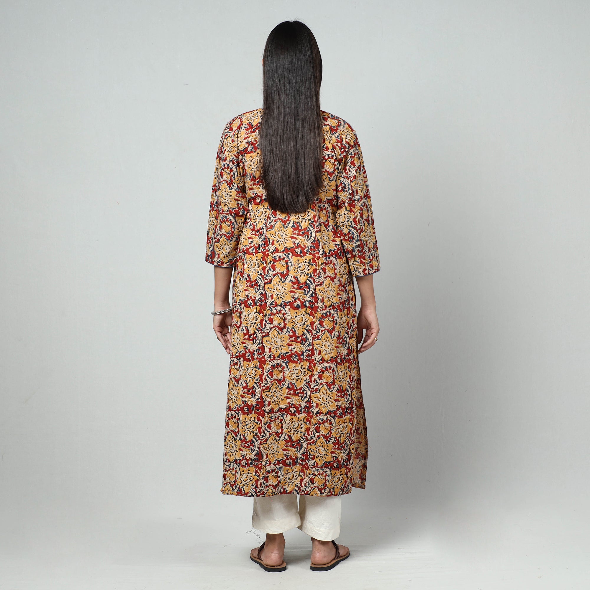  Kalamkari Block Printed Cotton Long Kurta For Women