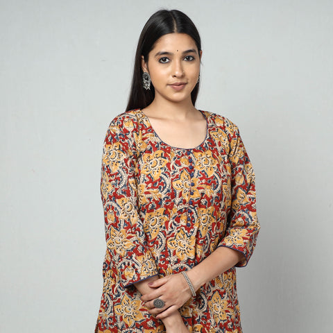  Kalamkari Block Printed Cotton Long Kurta For Women