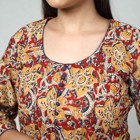  Kalamkari Block Printed Cotton Long Kurta For Women