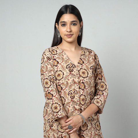  Kalamkari Block Printed Cotton Long Kurta For Women