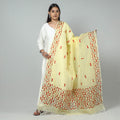 Yellow Phulkari Hand Embroidery Kota Doria Silk Dupatta