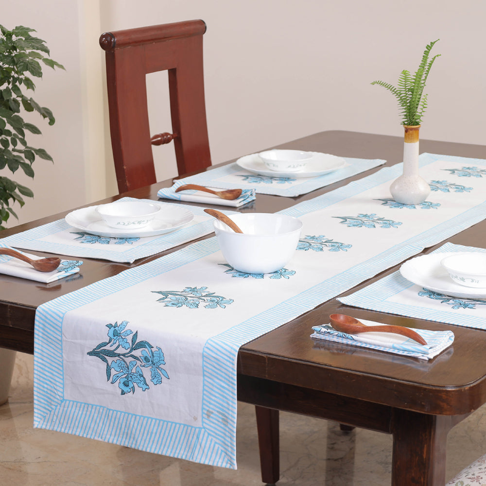 Sanganeri Block Printed Table Runner, Mats