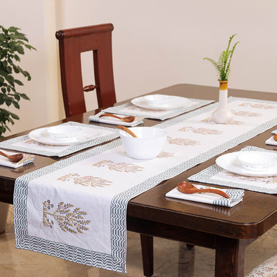 Sanganeri Block Printed Table Runner, Mats