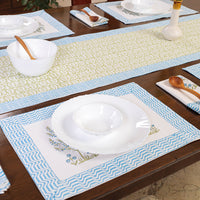 Sanganeri Block Printed Table Runner, Mats