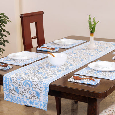 Buy Sanganeri Block Printing Cotton Dining Table Runner, Mats