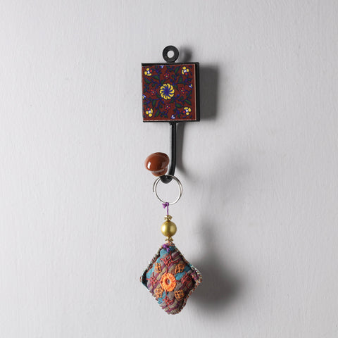  Original Blue Pottery Ceramic Tile Wall Hook Hanger (1 Peg) 