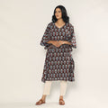 Maroon - Bagru Dabu Hand Block Print Cotton Kaftan Dress (Medium)