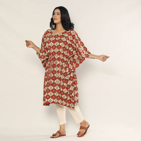 Multicolor - Bagru Dabu Block Printing Cotton Kaftan Dress (Medium)