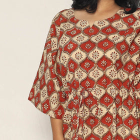 Multicolor - Bagru Dabu Block Printing Cotton Kaftan Dress (Medium)