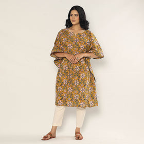 Bagru Dabu Block Print Cotton Kaftan Dress