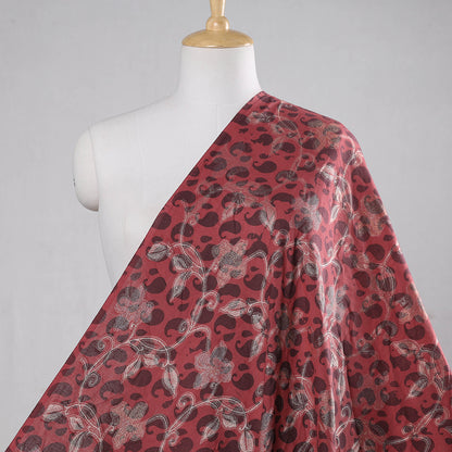 Pink - Jacquard Weave Batik Printed Pure Cotton Fabric