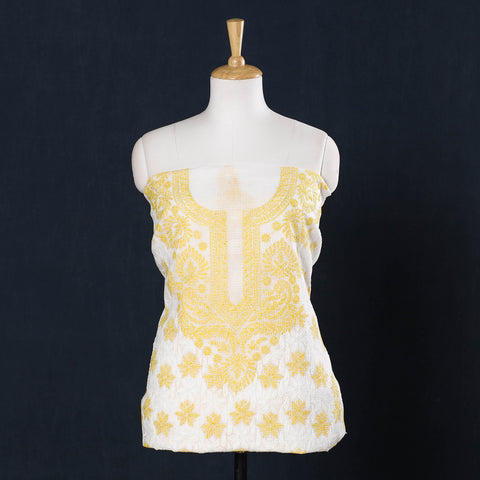 Buy Lucknow Chikankari Tepchi Hand Embroidery Kota Doria Cotton Kurta Material Online at iTokri.com