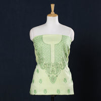 Green - 2pc Lucknow Chikankari Hand Embroidery Cotton Suit Material with Kota Doria Dupatta