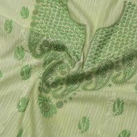 Green - 2pc Lucknow Chikankari Hand Embroidery Cotton Suit Material with Kota Doria Dupatta