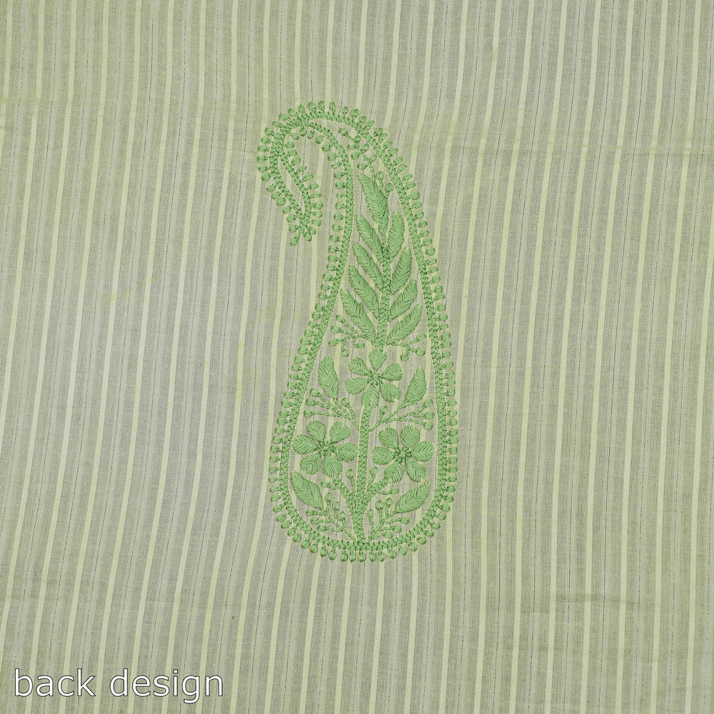 Green - 2pc Lucknow Chikankari Hand Embroidery Cotton Suit Material with Kota Doria Dupatta