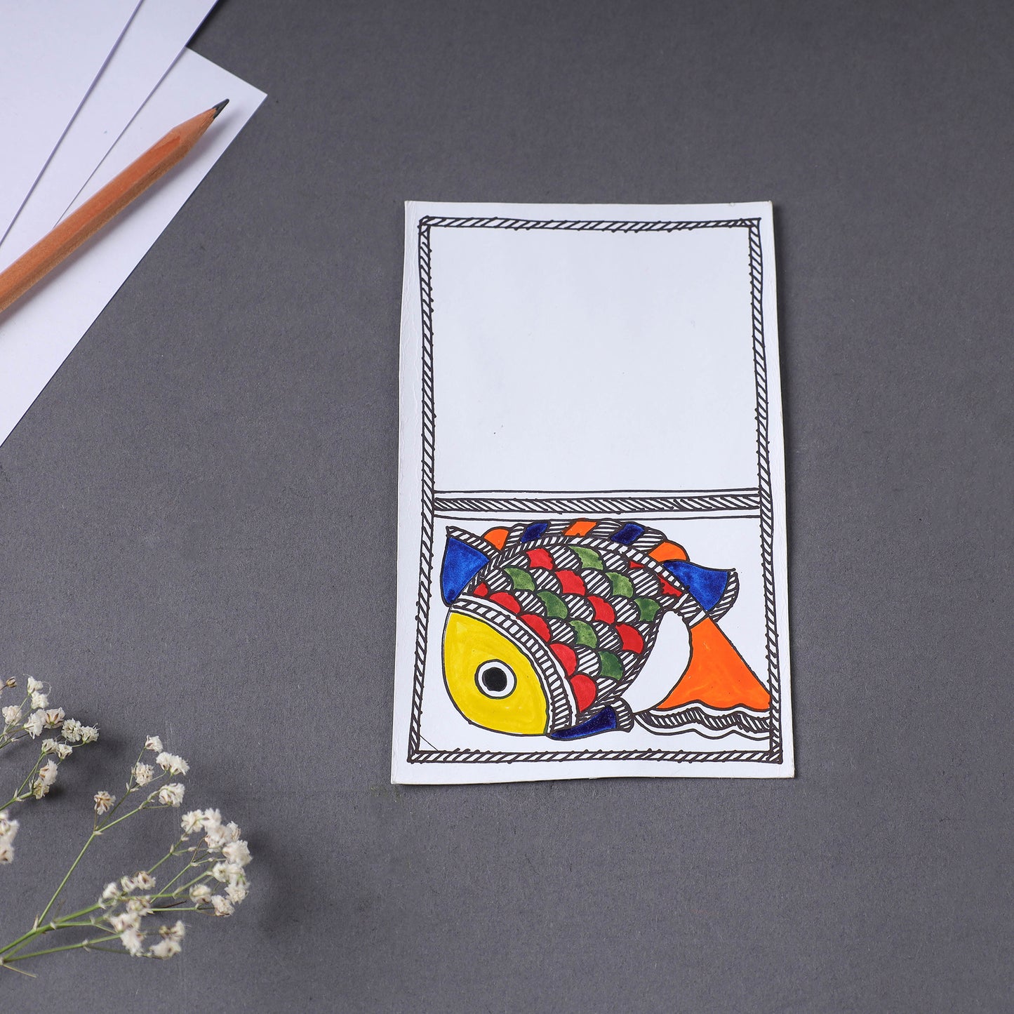 Assorted - Madhubani Handpainted Post Card (3.5 x 5.5 in)