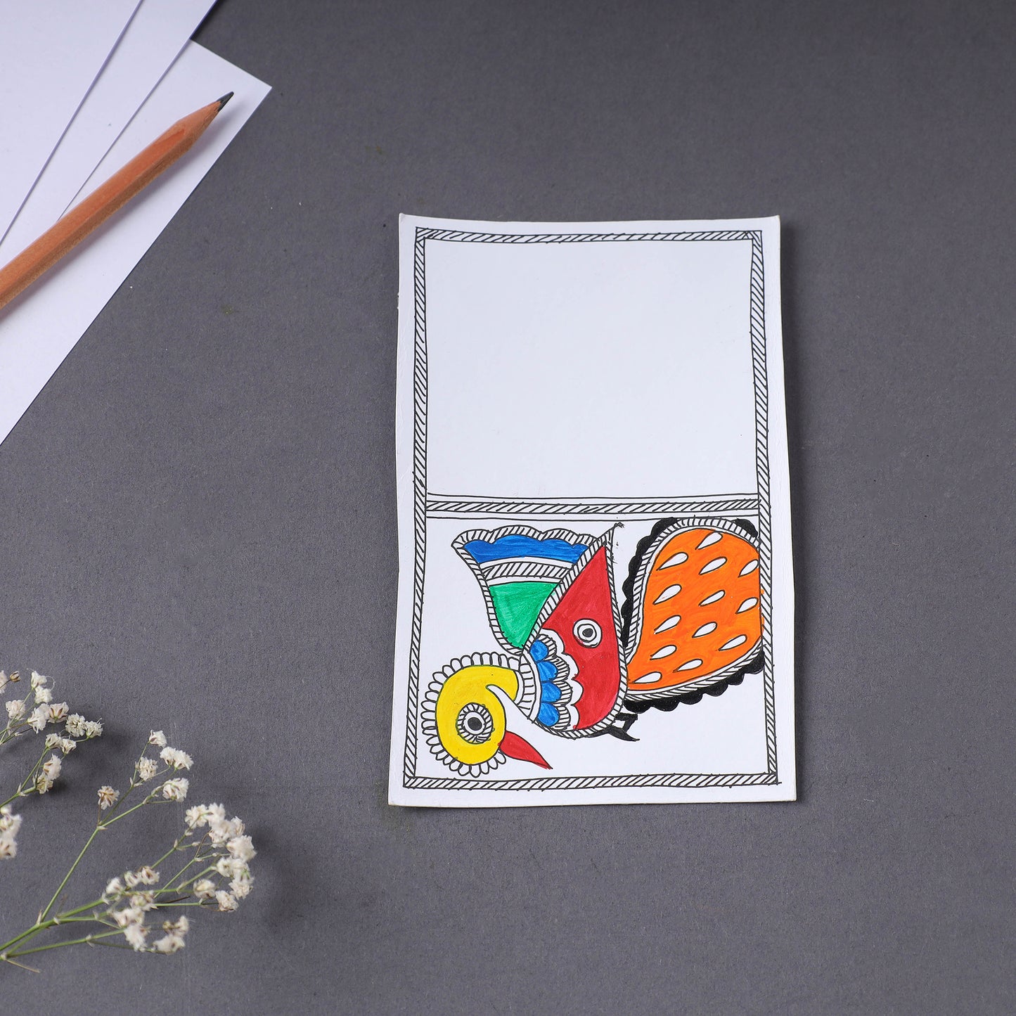 Assorted - Madhubani Handpainted Post Card (3.5 x 5.5 in)