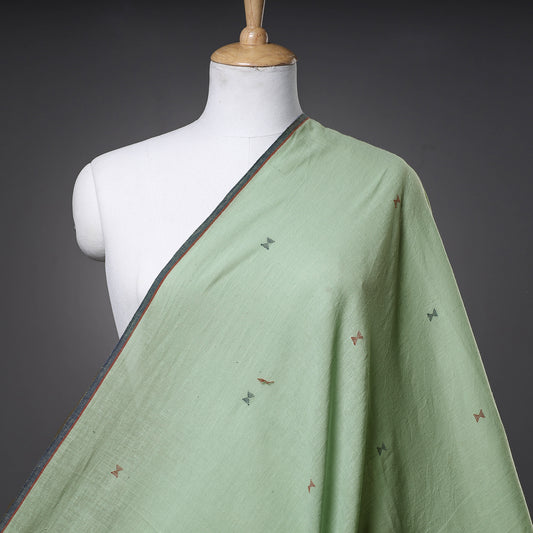 Green - Organic Kala Cotton Pure Handloom Small Buti Fabric