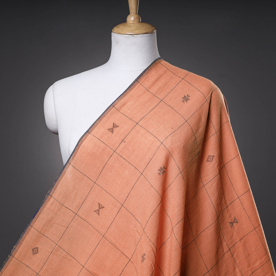 Brown - Organic Kala Cotton Pure Handloom Chaumukh Precut Fabric