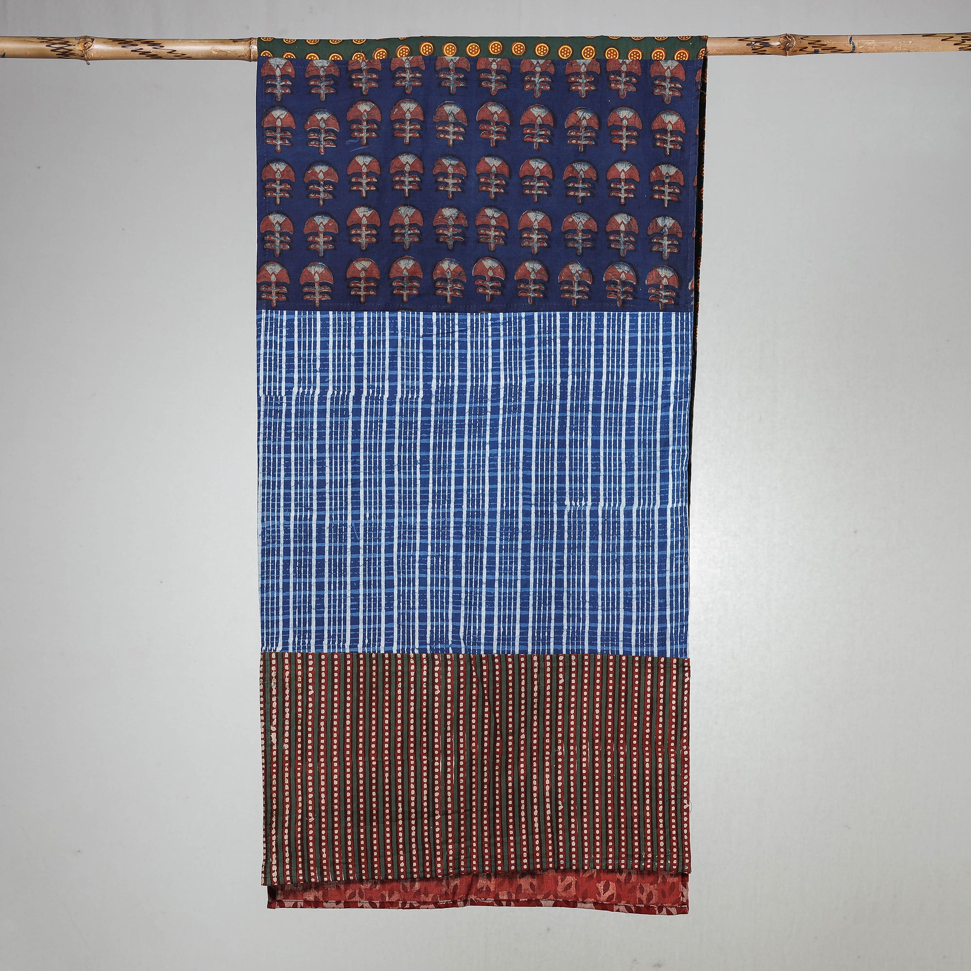 Akola Block Printed Patchwork Cotton Stole
