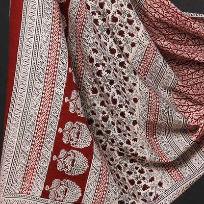 White - 3pc Bagh Block Printed Natural Dyed Cotton Suit Material Set 13