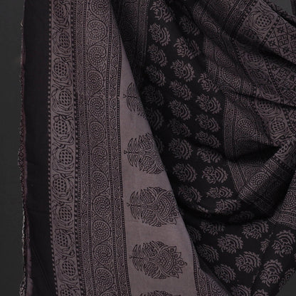 Black - 3pc Bagh Block Printed Natural Dyed Cotton Suit Material Set 04