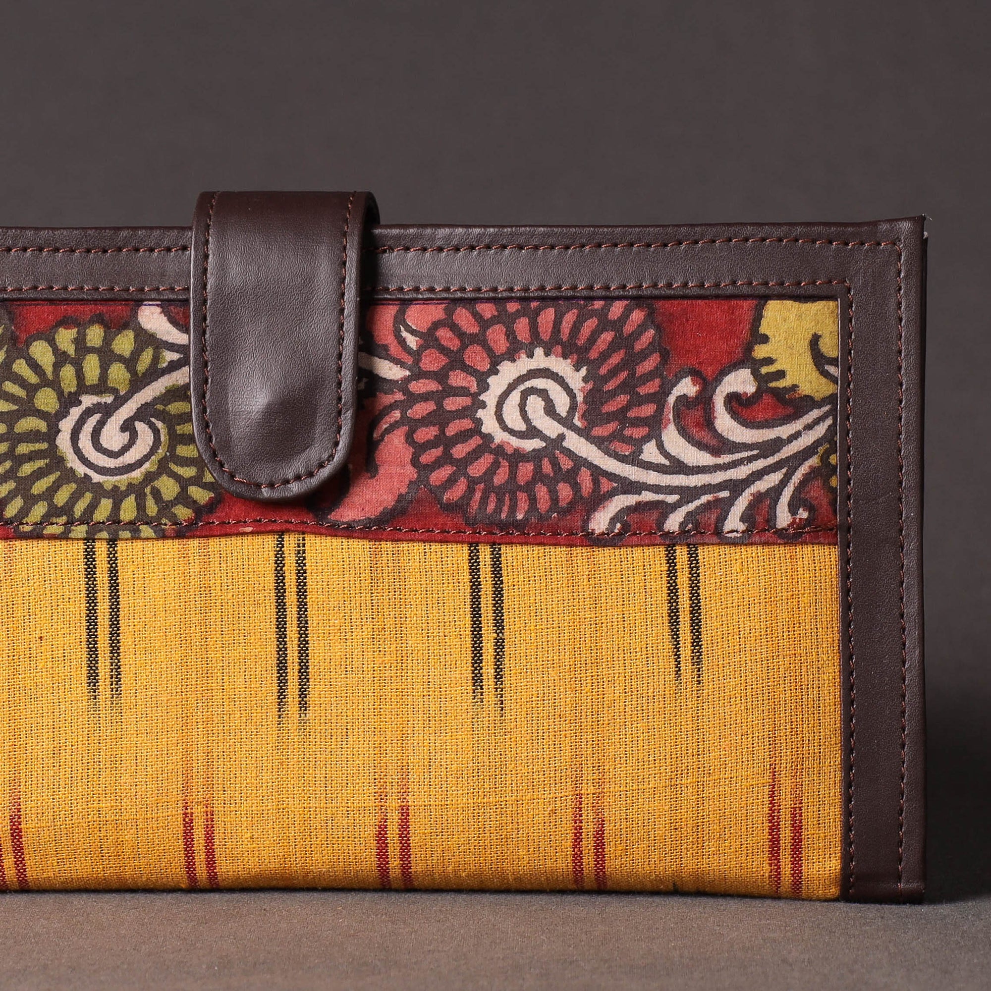 Yellow Handpainted Kalamkari Natural Dyed Cotton Clutch