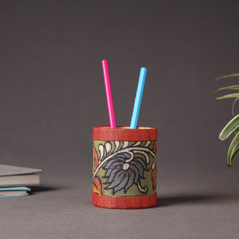  Handpainted Kalamkari Natural Dyed Ghicha Silk Pen Stand 