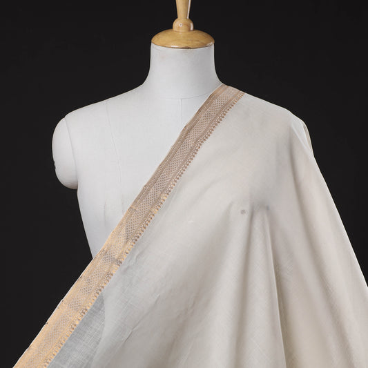 White - Original Mangalagiri Handloom Cotton Zari Border Fabric 04